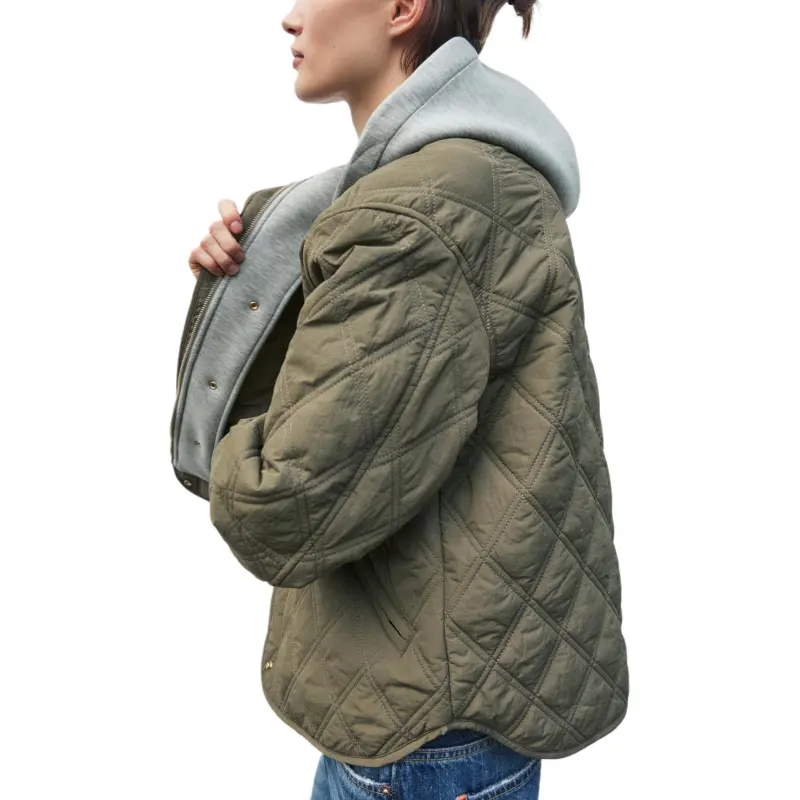 ZARA Puffer Jacket Women's Khaki-3