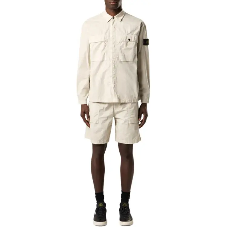 STONE ISLAND Logo Patch Long Sleeved Overshirt-2