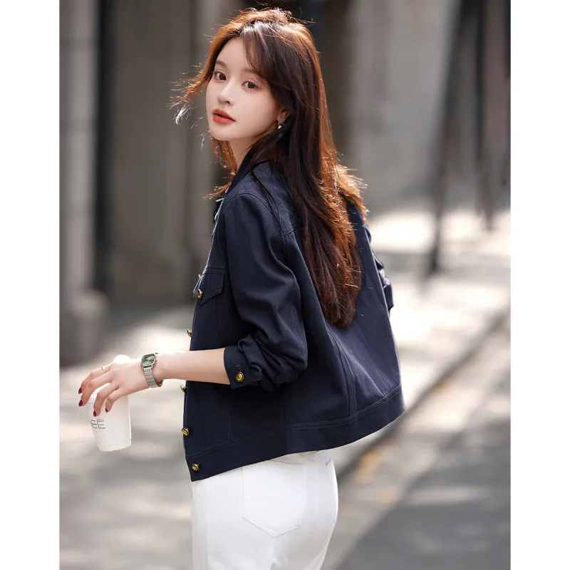 Mo Han Yi Mei Jackets Coats Women's Navy Blue-2