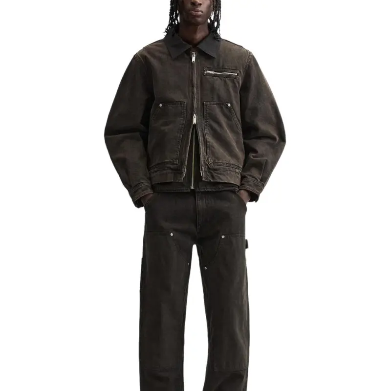 ZARA Denim Jacket Men's Dark Brown-2