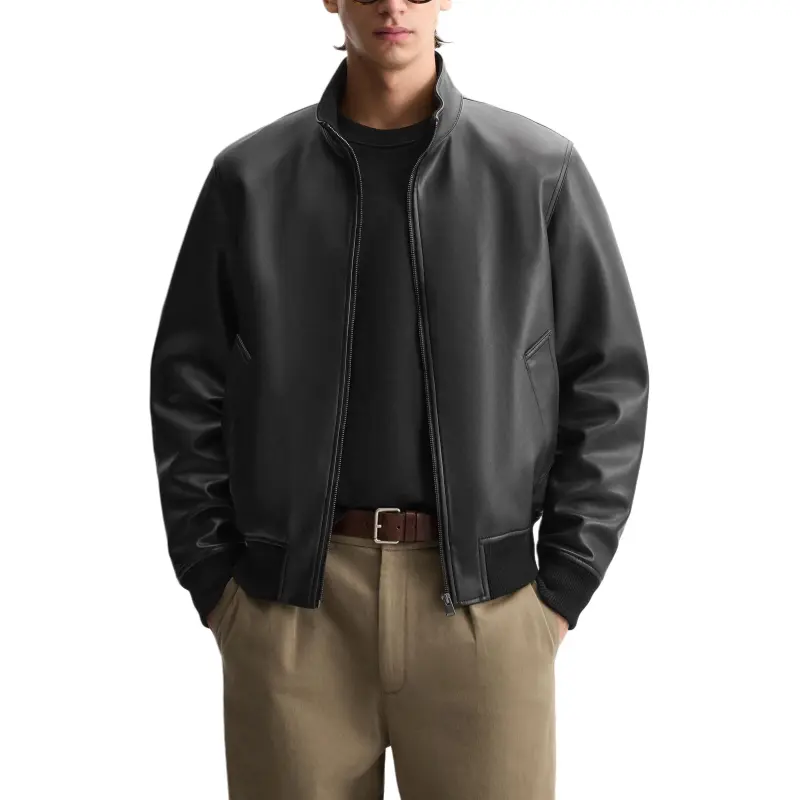 ZARA Leather Jacket Men's Black-2