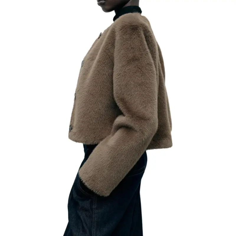 ZARA Velvet feel Coat Women's Brown-2