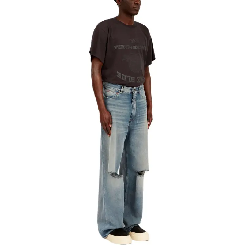 MM6 Maison Margiela Distressed Wide Leg Jeans-2