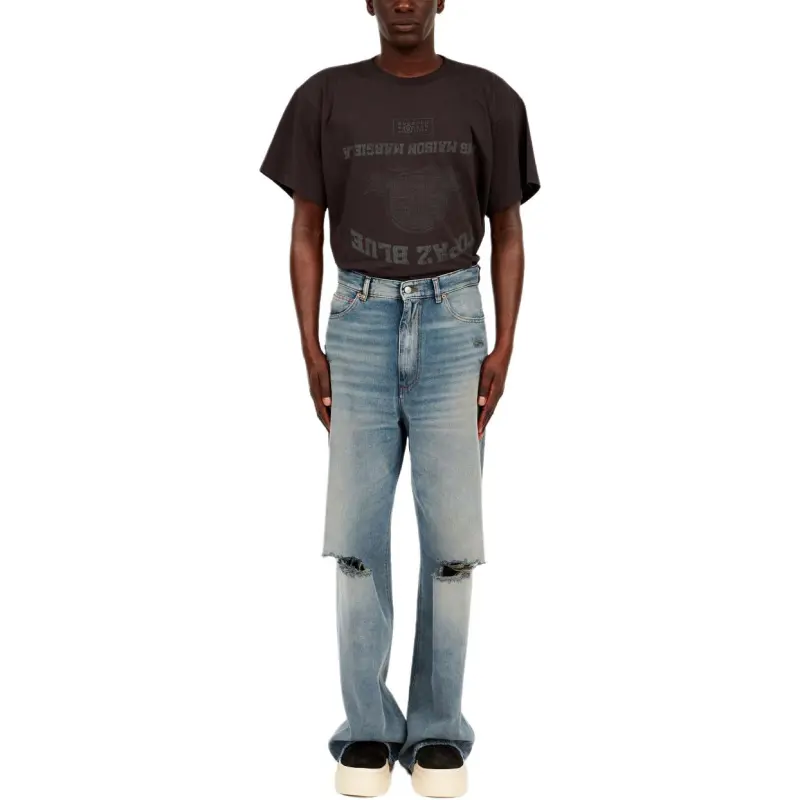 MM6 Maison Margiela Distressed Wide Leg Jeans-1