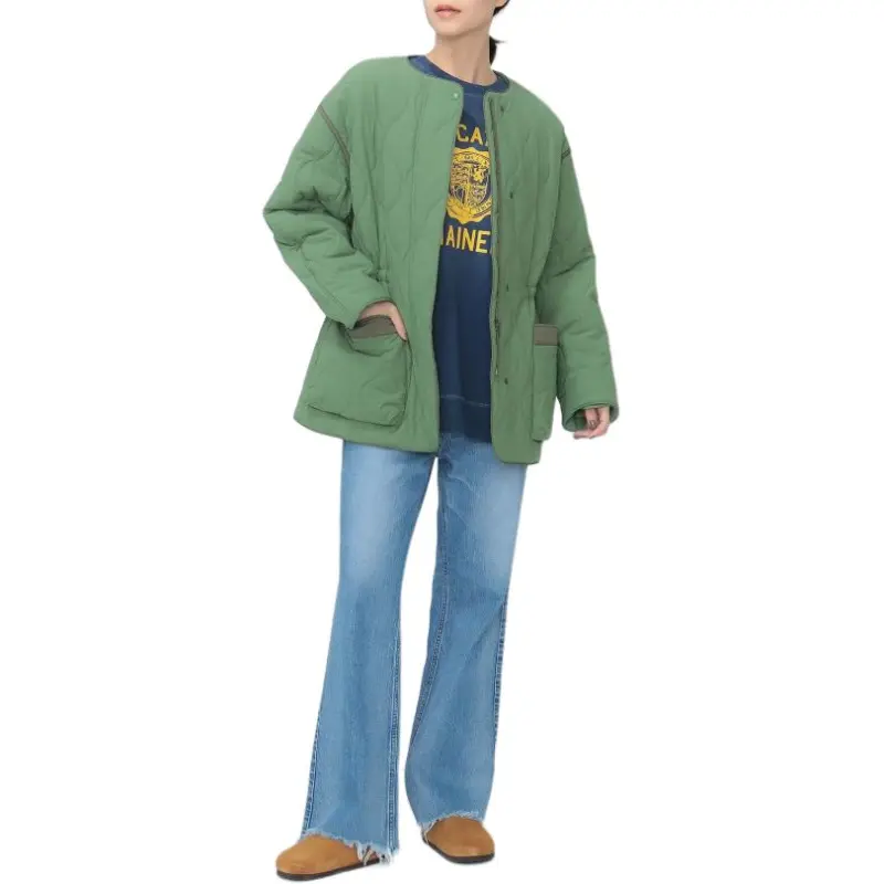 Beams Puffer Jacket Women's Olive Green-3