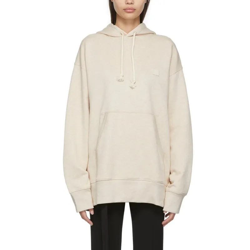 Acne Studios Face Patch Logo Hooded Sweatshirt Oatmeal Melange-1