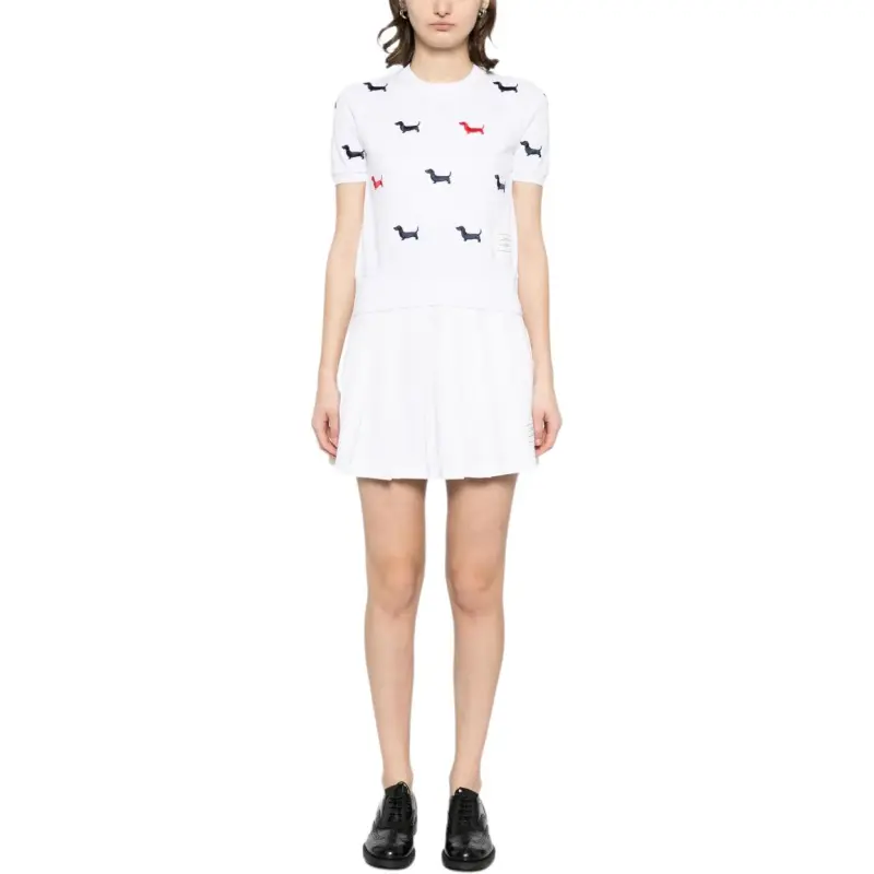 THOM BROWNE Embroidered hector Dog Logo T shirt-2