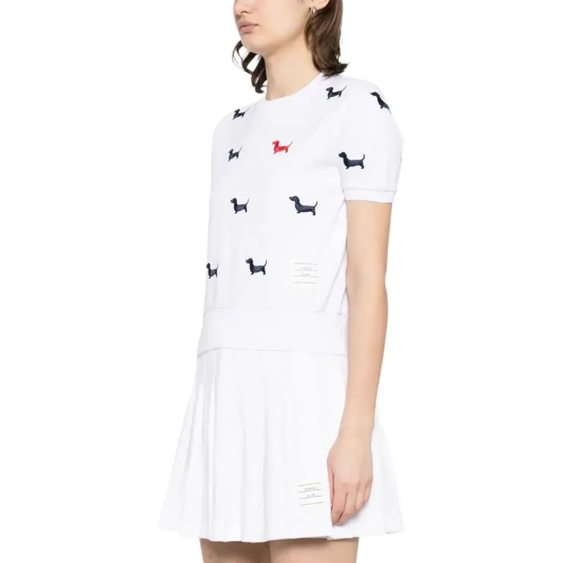 THOM BROWNE Embroidered hector Dog Logo T shirt-1