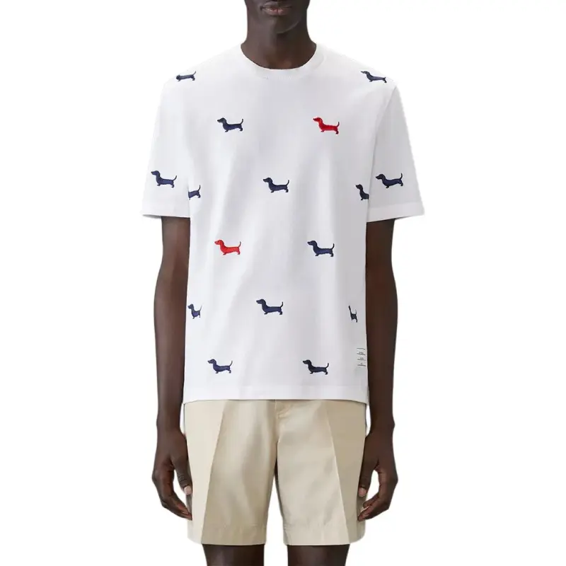 THOM BROWNE Dog Embroidered Crewneck T Shirt-1