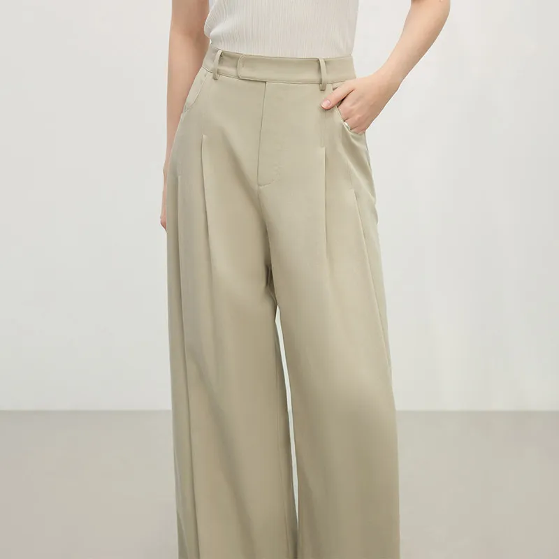 FANSILANEN Casual Pants Women's Light Gray Green-3