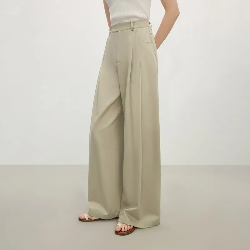 FANSILANEN Casual Pants Women's Light Gray Green-4