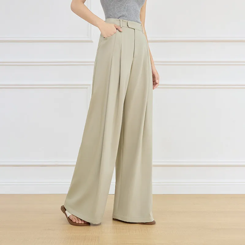 FANSILANEN Casual Pants Women's Light Gray Green-2