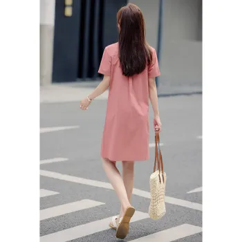 Mo Han Yi Mei Short Sleeved Dress Women's Pink