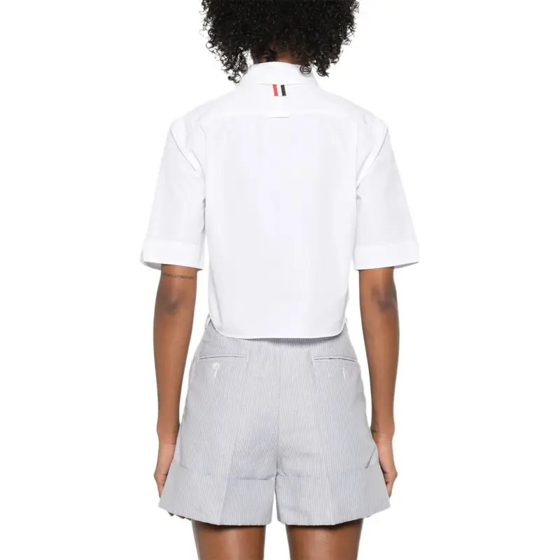 THOM BROWNE Cropped Poplin Shirt-3