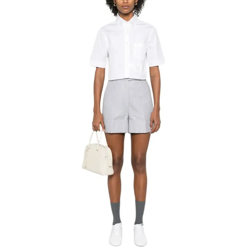 THOM BROWNE Cropped Poplin Shirt-2