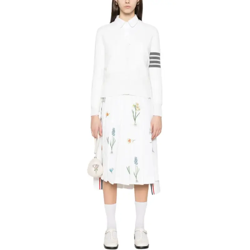 THOM BROWNE Floral embroidery Midi Skirt-2