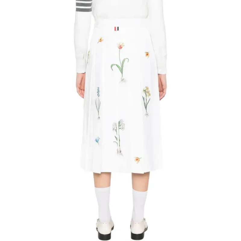 THOM BROWNE Floral embroidery Midi Skirt-1