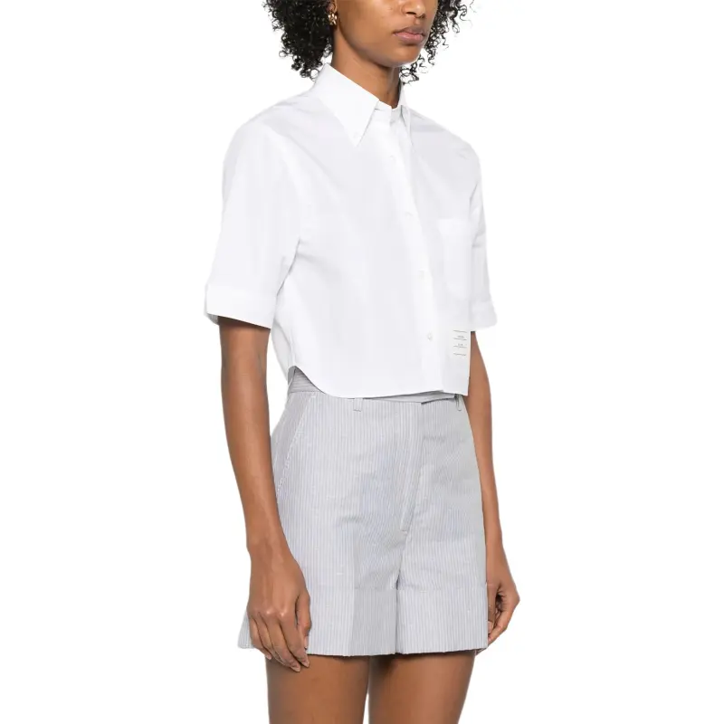 THOM BROWNE Cropped Poplin Shirt-1