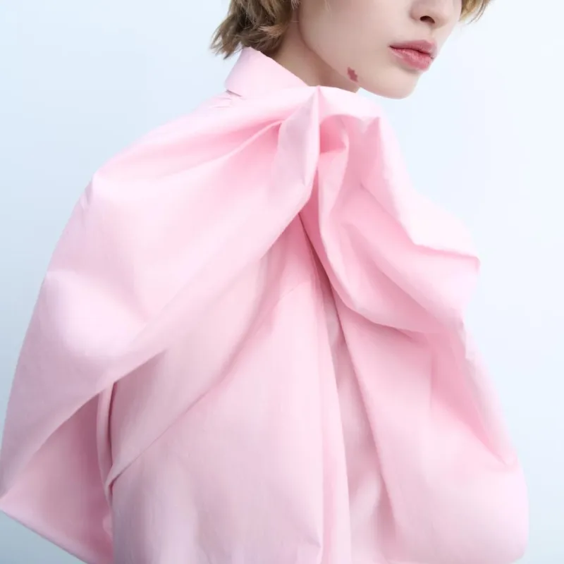 ZARA ZW Series Shirt Women's Light Pink Red-3