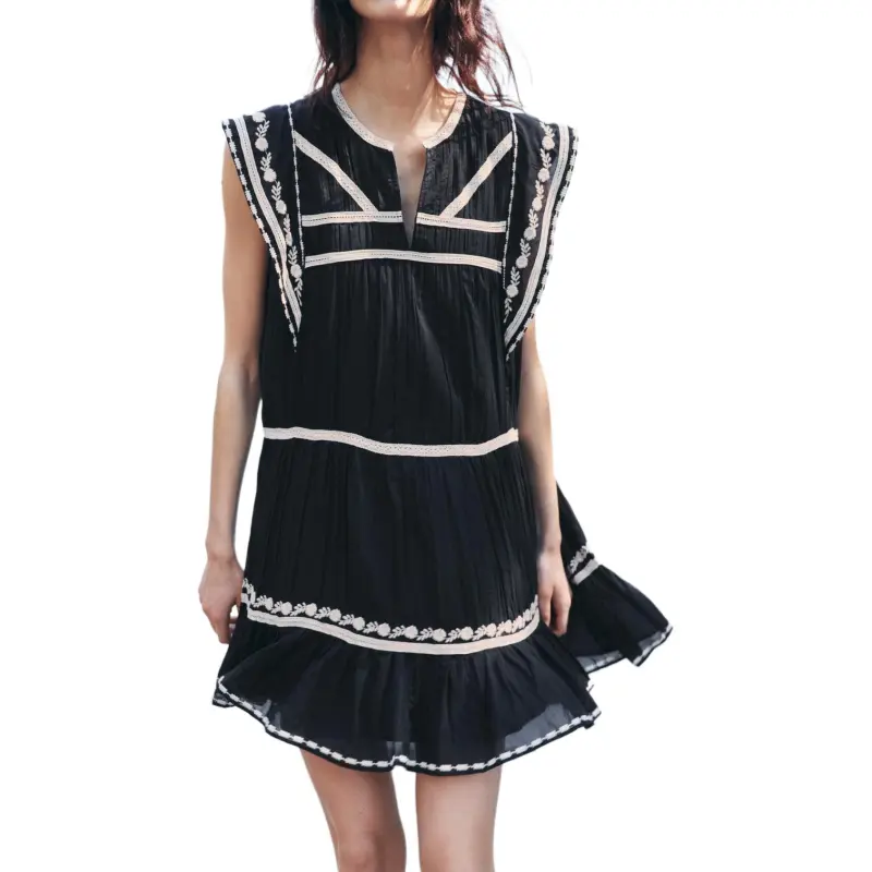 ZARA ZW Series Sleeveless Dress Women's Black/Nude-3