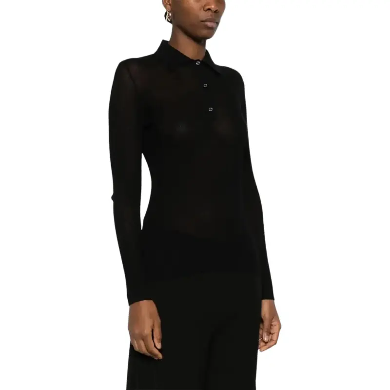 Moncler Fine ribbed Polo Top-2