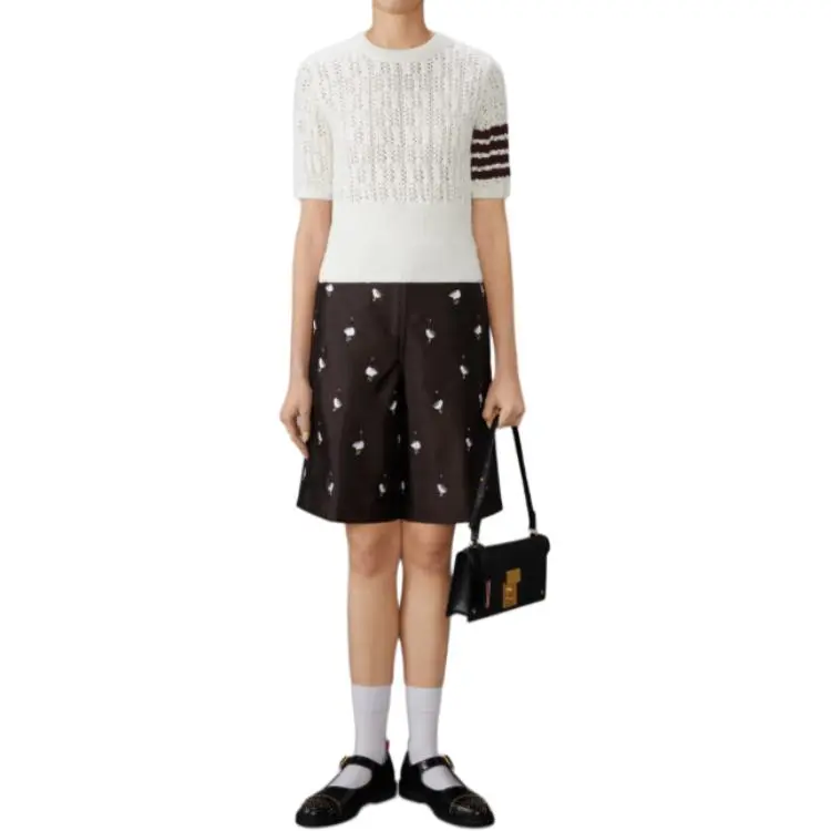 THOM BROWNE 4 Bar Pointelle T shirt-1
