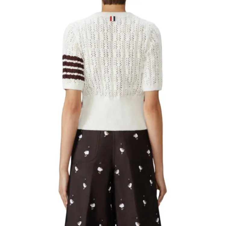 THOM BROWNE 4 Bar Pointelle T shirt-3