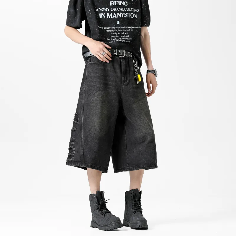 TBSM Denim Shorts Unisex Black Gray-3