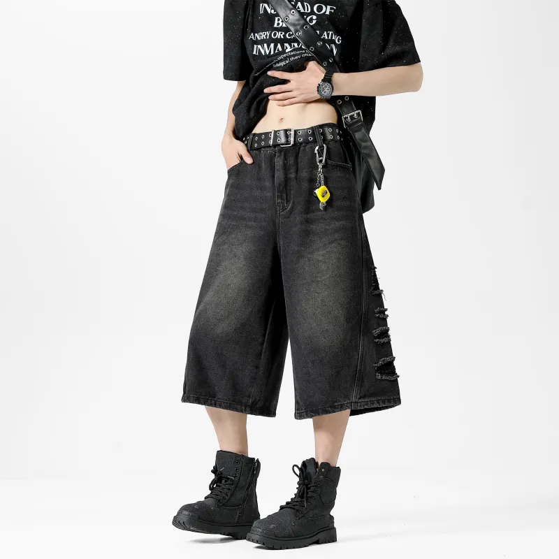 TBSM Denim Shorts Unisex Black Gray-4