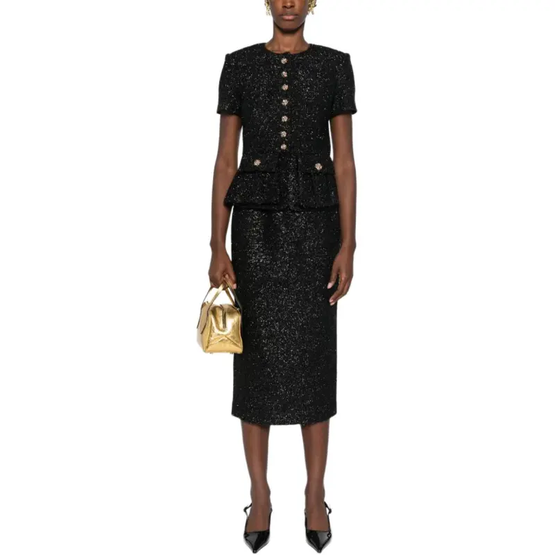 Self portrait Tinsel bouclé Midi Dress-2