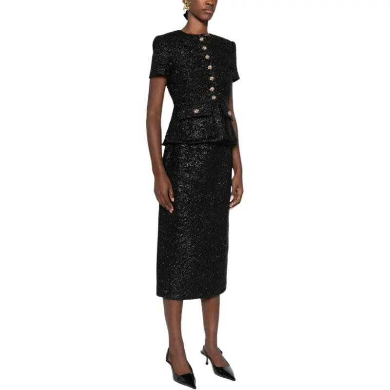 Self portrait Tinsel bouclé Midi Dress-1