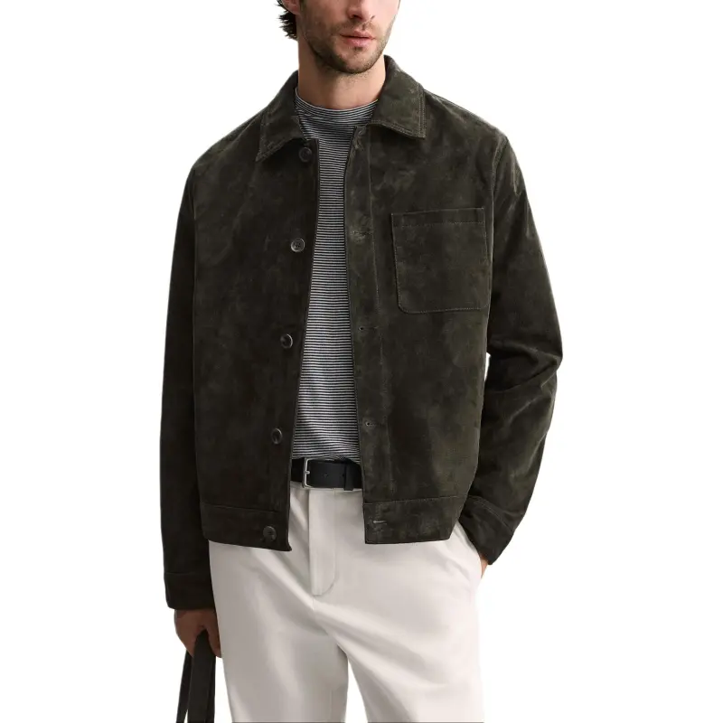 ZARA Leather Jacket Men's Green-3