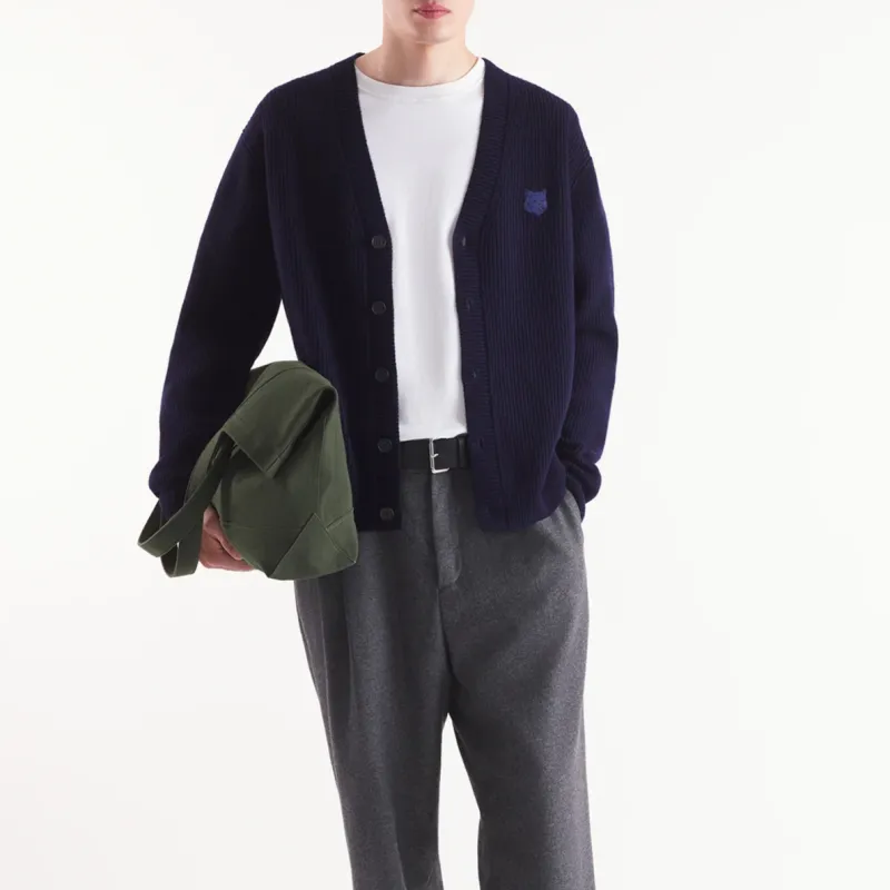 Maison Kitsune Bold Fox Head Patch Knitted Cardigan-2