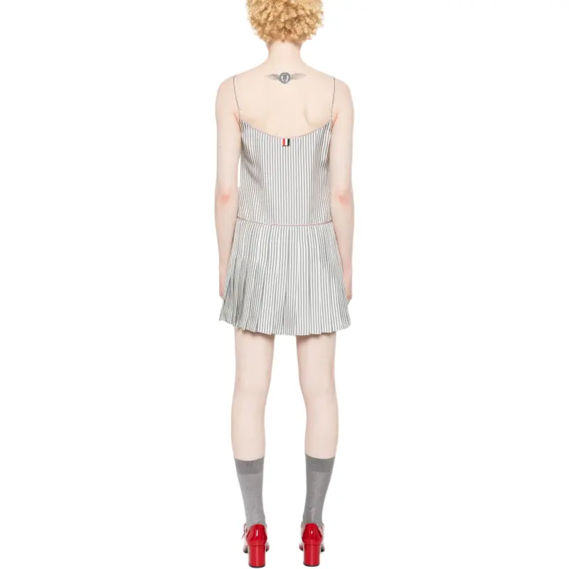 THOM BROWNE Striped Pleated Minidress-3