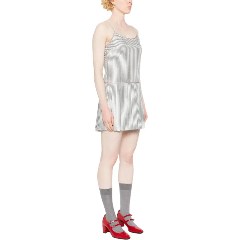 THOM BROWNE Striped Pleated Minidress-2