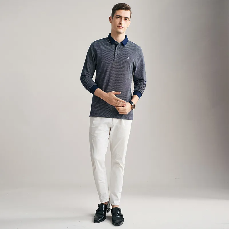 FIRS Long Sleeved POLO Men's Navy Blue-2