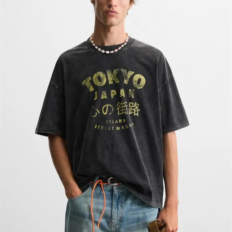 ZARA T Shirts Men Black-2