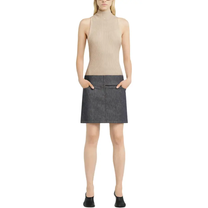 Courrèges Mockneck Light Rib Top 'Cappuccino'-1