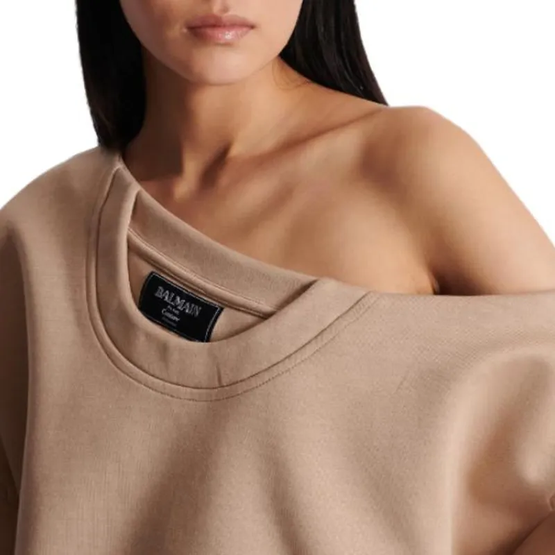 BALMAIN Asymmetric Off shoulder Sweatshirt-6