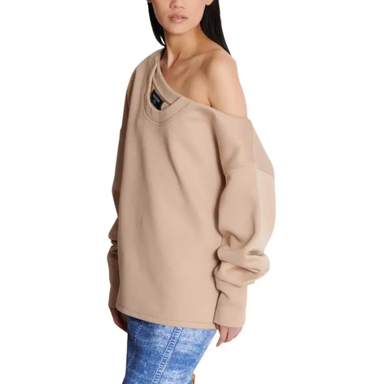 BALMAIN Asymmetric Off shoulder Sweatshirt-5