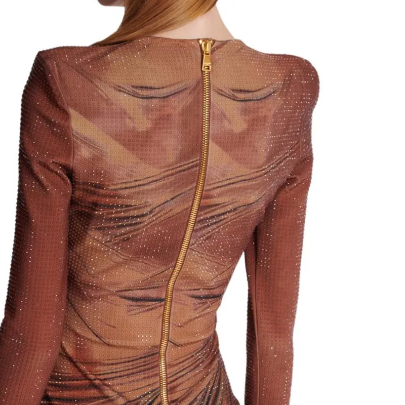 BALMAIN Rhinestone embellished Printed Maxi Dress-7