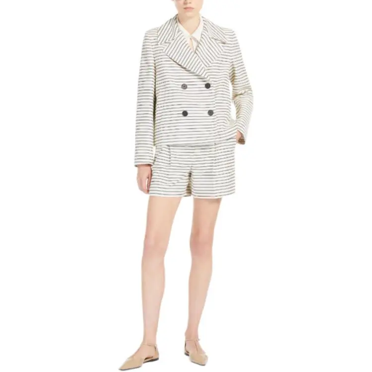 MaxMara Studio Assuan Striped Double Breasted Jacket-1