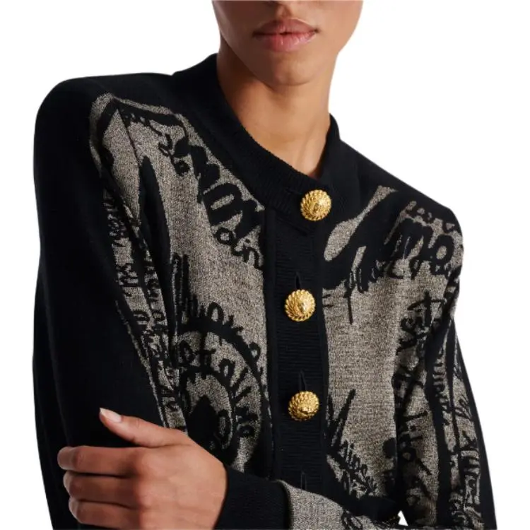 BALMAIN Intarsia knit Logo Cardigan-6