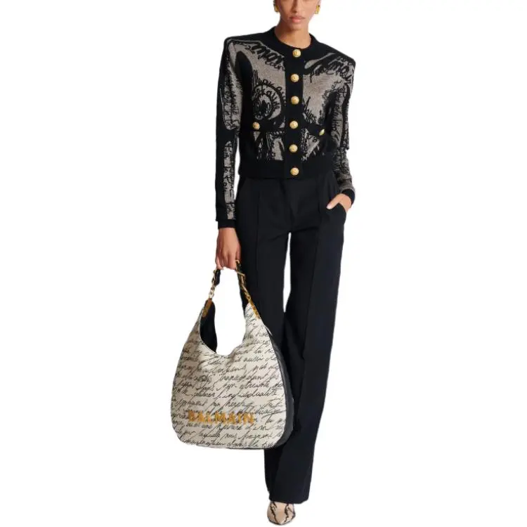 BALMAIN Intarsia knit Logo Cardigan-1
