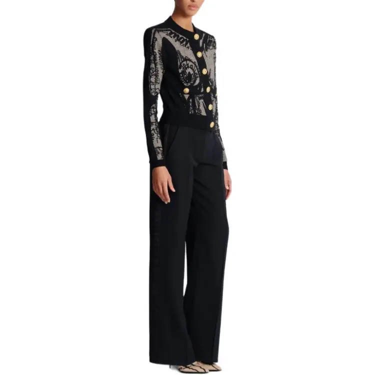 BALMAIN Intarsia knit Logo Cardigan-3
