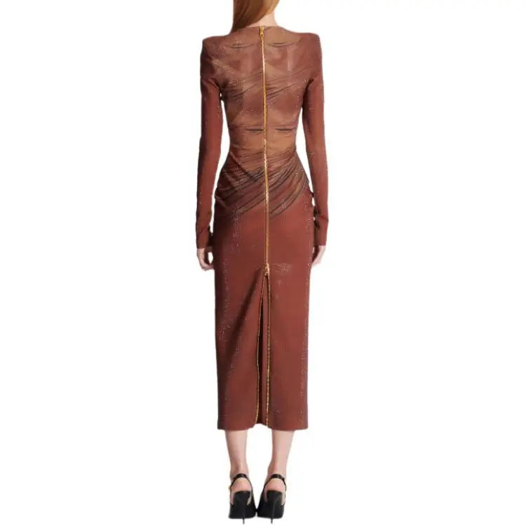 BALMAIN Rhinestone embellished Printed Maxi Dress-2