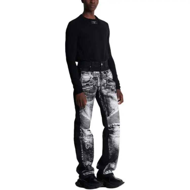 BALMAIN Trompe L'oeil print Jeans-4