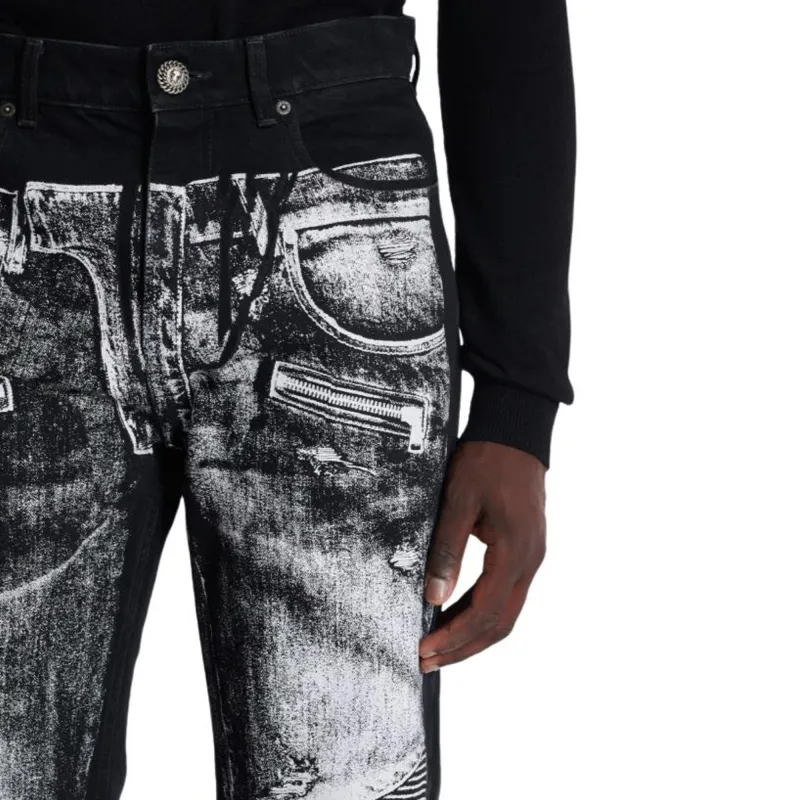 BALMAIN Trompe L'oeil print Jeans-6