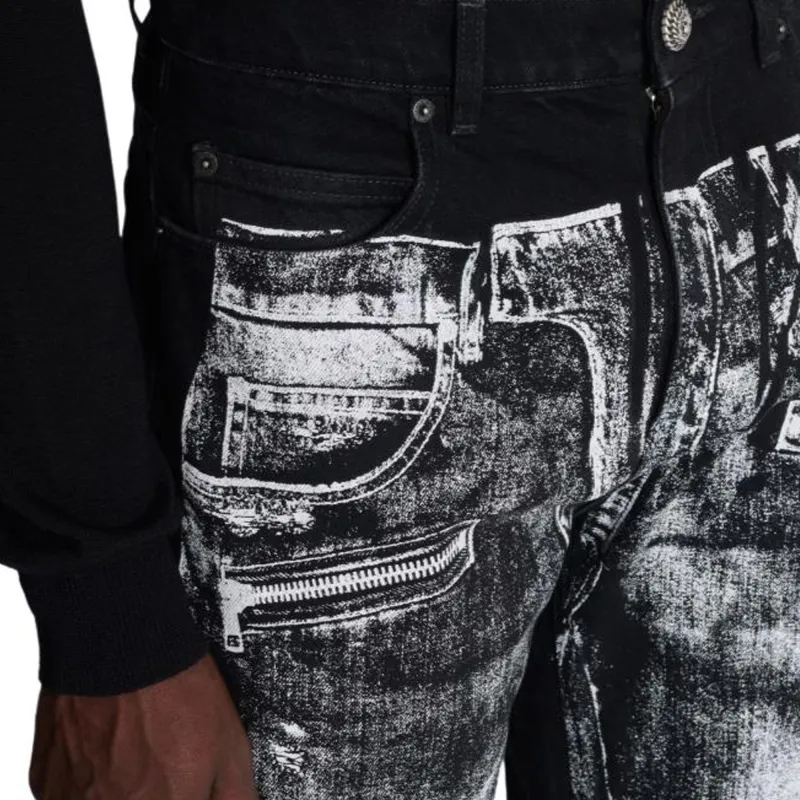 BALMAIN Trompe L'oeil print Jeans-7