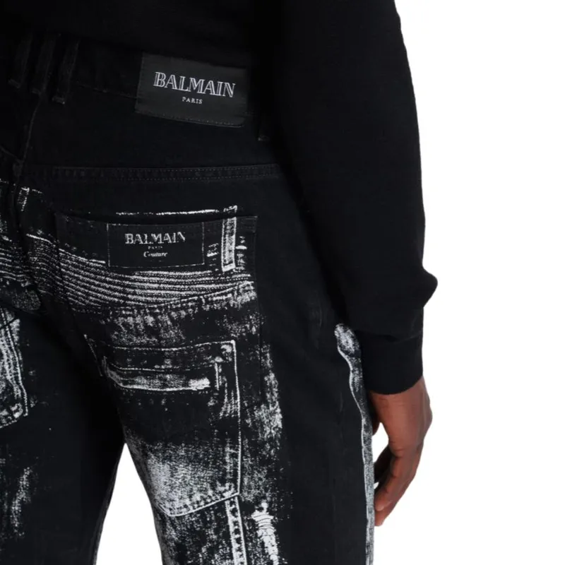 BALMAIN Trompe L'oeil print Jeans-5
